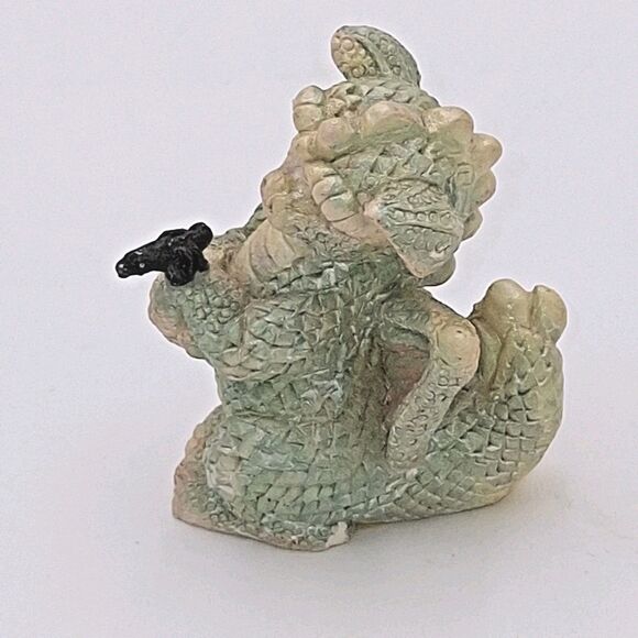 Vintage 1993 Stone Critter Littles Green Dragon SCL 114 Made in the USA Fantasy - Picture 7 of 11